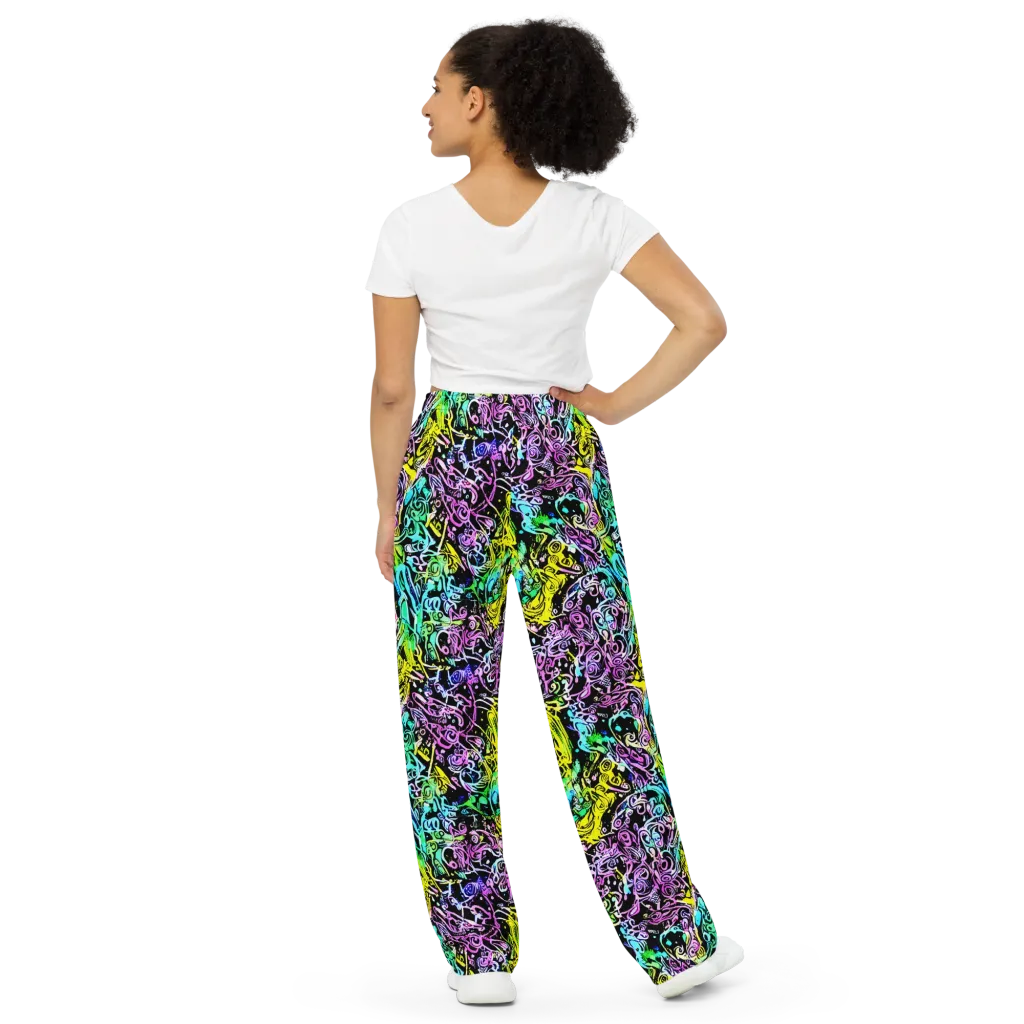 Psychic Graffiti on Wide-Leg Pants — Back
