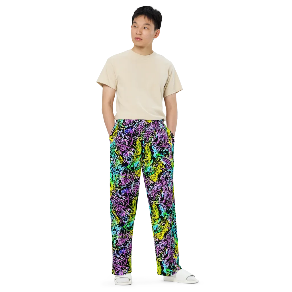 Psychic Graffiti on Wide-Leg Pants — Front