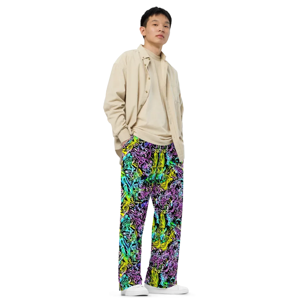 Psychic Graffiti on Wide-Leg Pants — Right Front