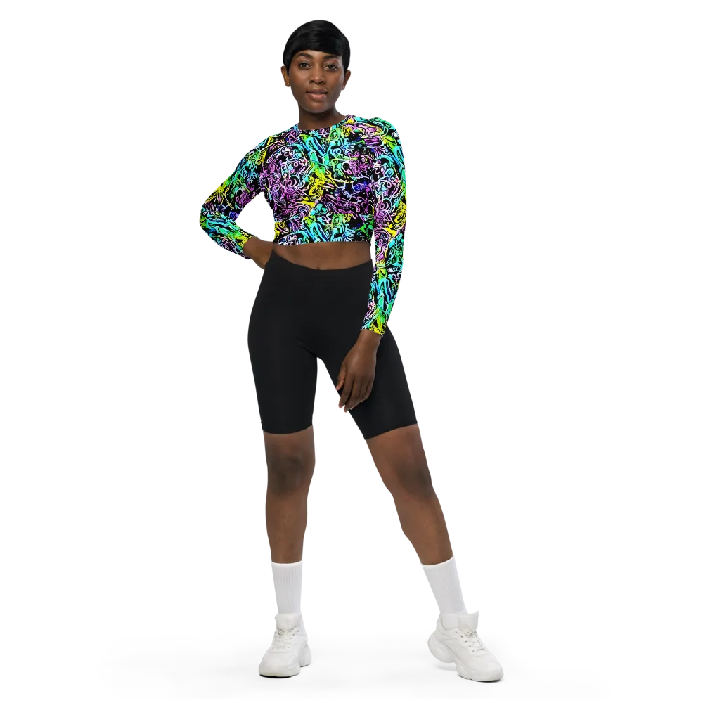 Psychic Graffiti on Long Sleeve Crop Top — Front