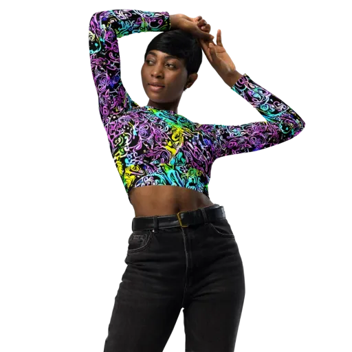 Psychic Graffiti on a Long Sleeve Crop Top
