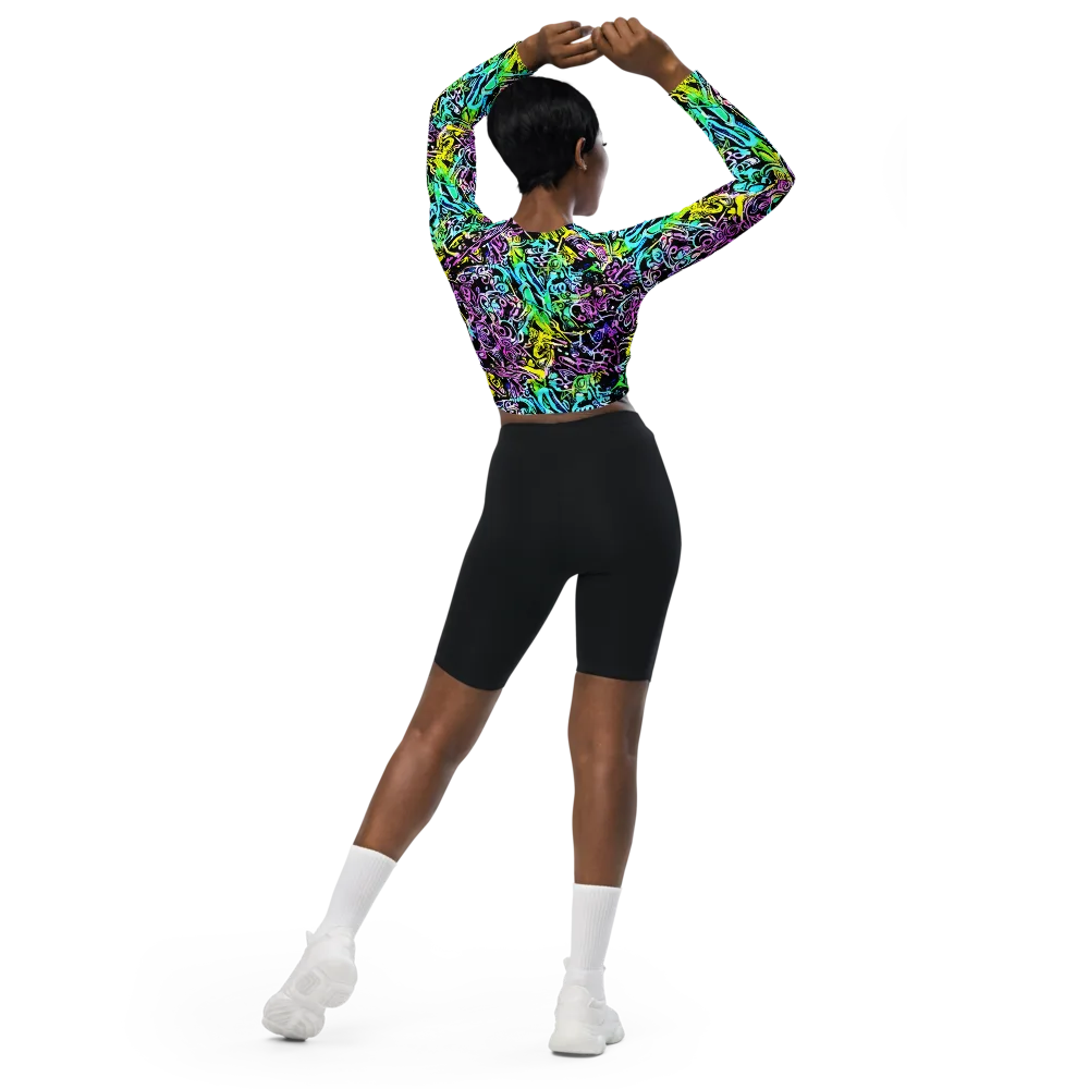 Psychic Graffiti on Long Sleeve Crop Top — Back