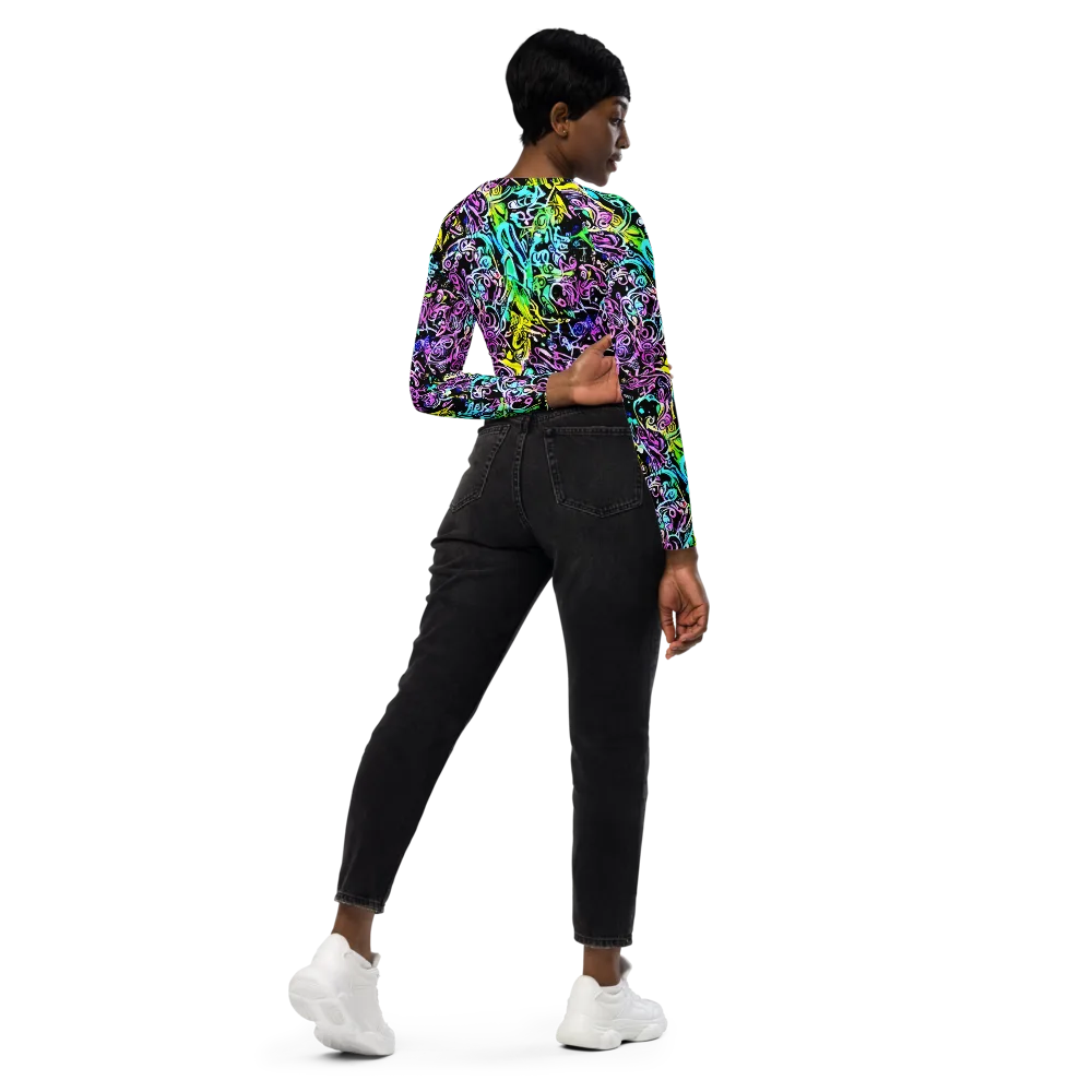 Psychic Graffiti on Long Sleeve Crop Top — Right Back