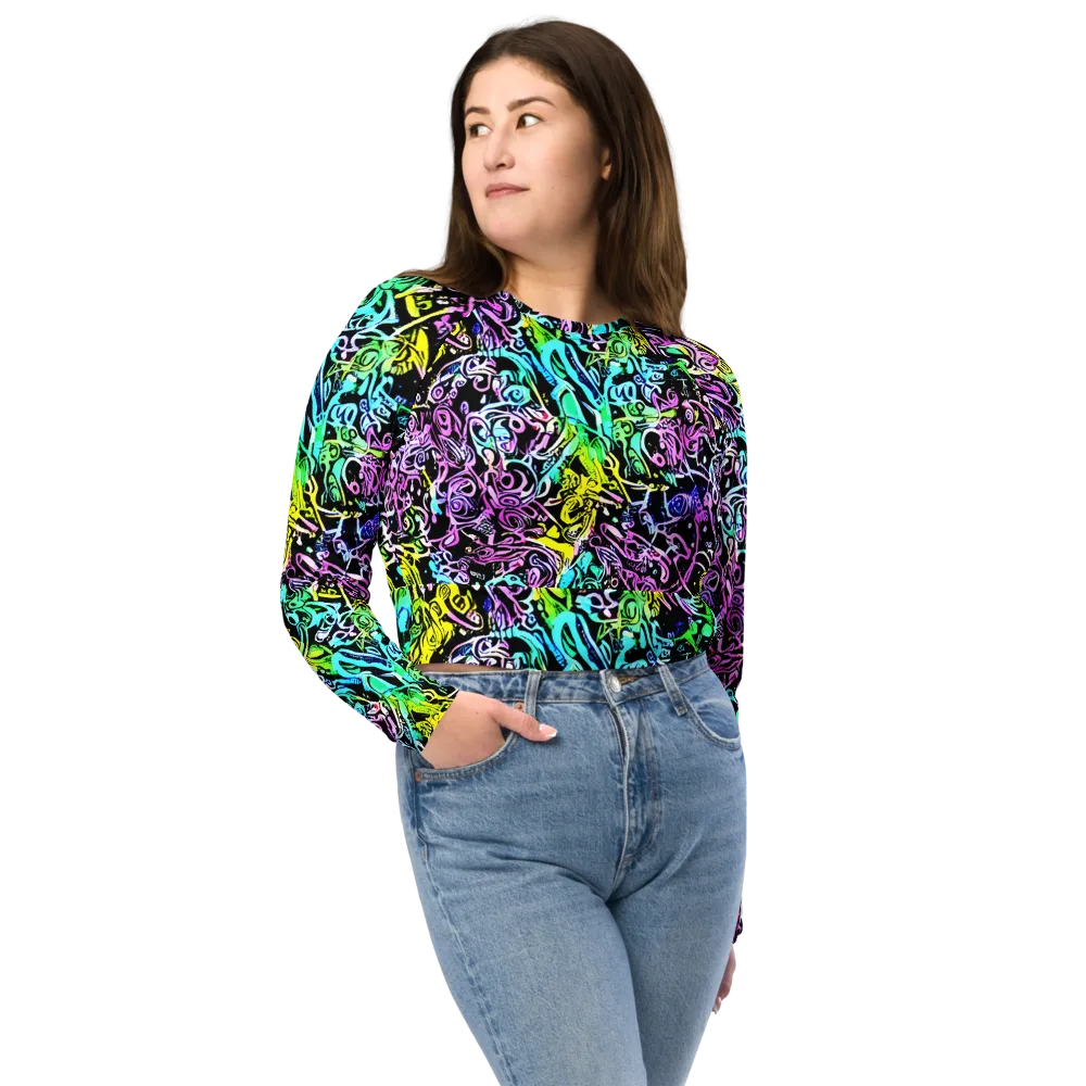 Psychic Graffiti on Long Sleeve Crop Top — Front