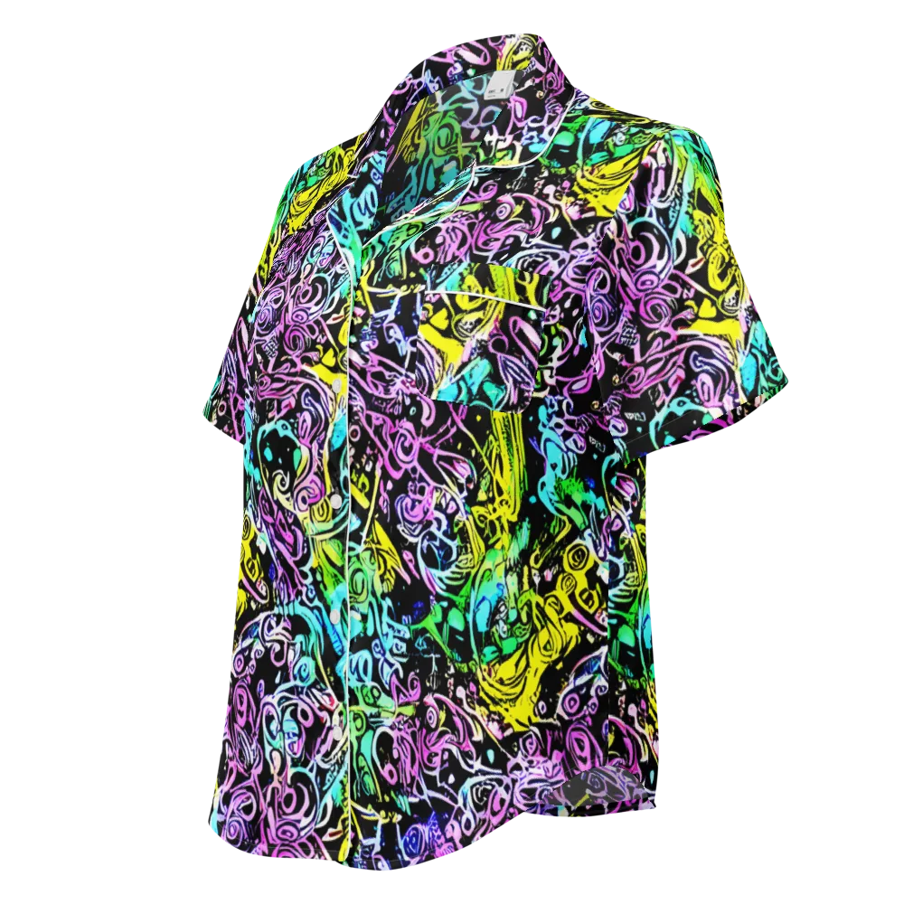 Psychic Graffiti on Women's Short Sleeve Pajama Top — Left Front