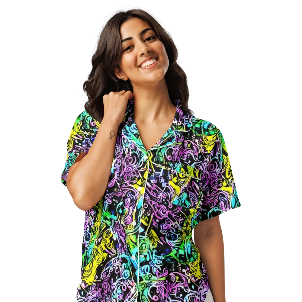 Psychic Graffiti on Women's Short Sleeve Pajama Top — Front
