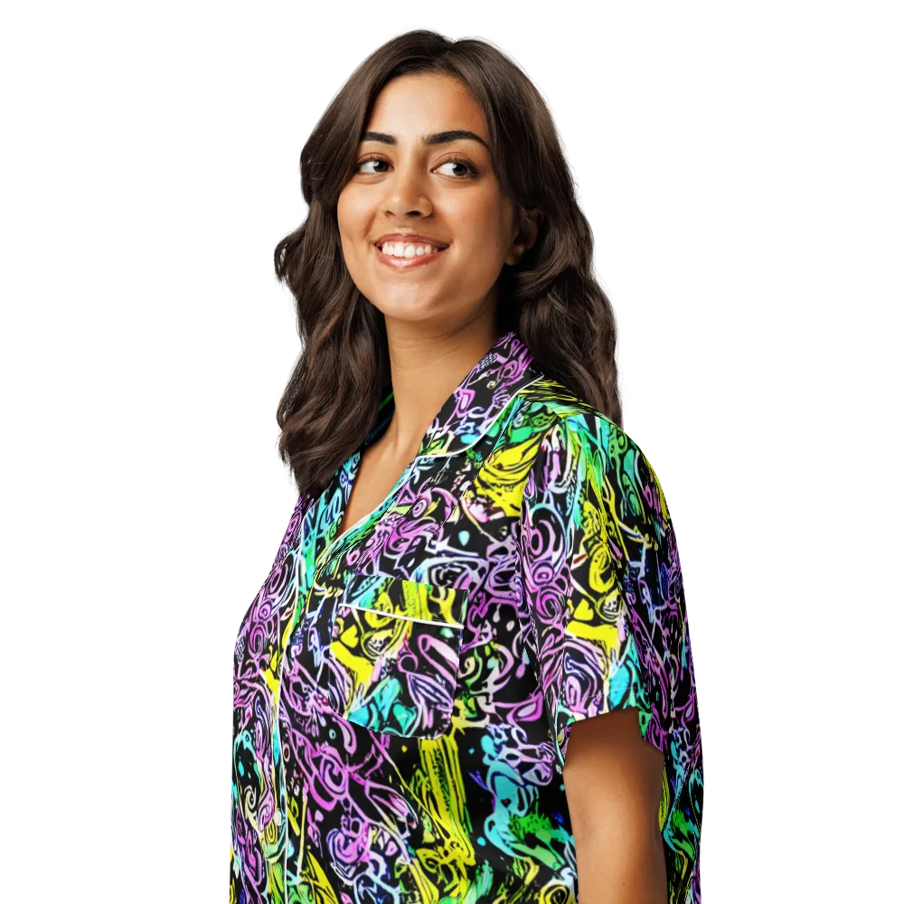 Psychic Graffiti on Women's Short Sleeve Pajama Top — Left Front