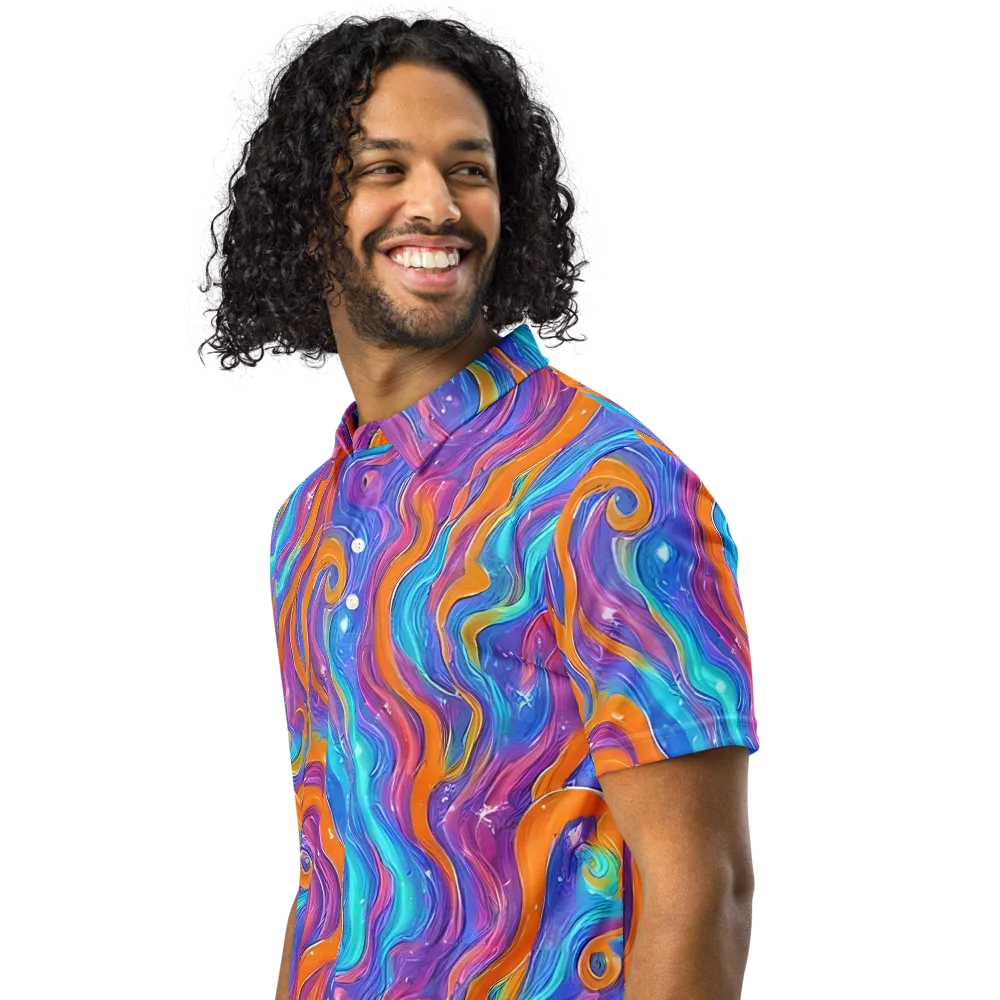 Citrus Coil on Men's Slim Fit Polo Shirt — Left Front