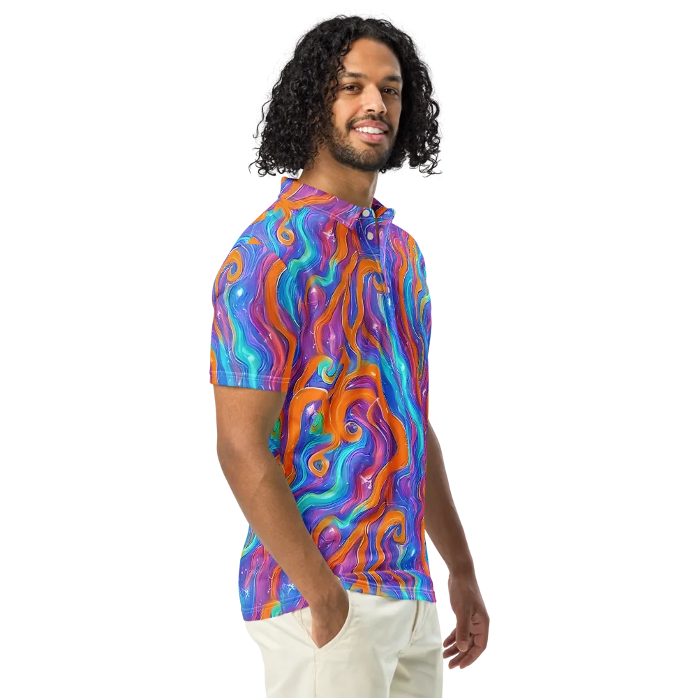 Citrus Coil on Men's Slim Fit Polo Shirt — Right Front