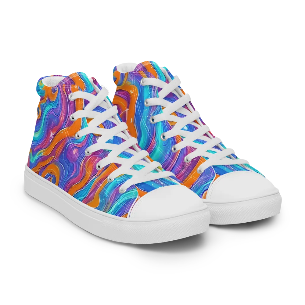 Citrus Coil on Men's High Top Canvas Shoes — Right Front