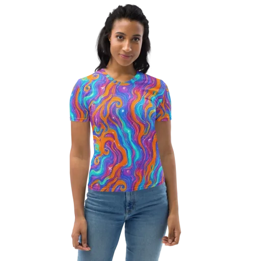 Citrus Coil on a Women's Crew Neck T-Shirt