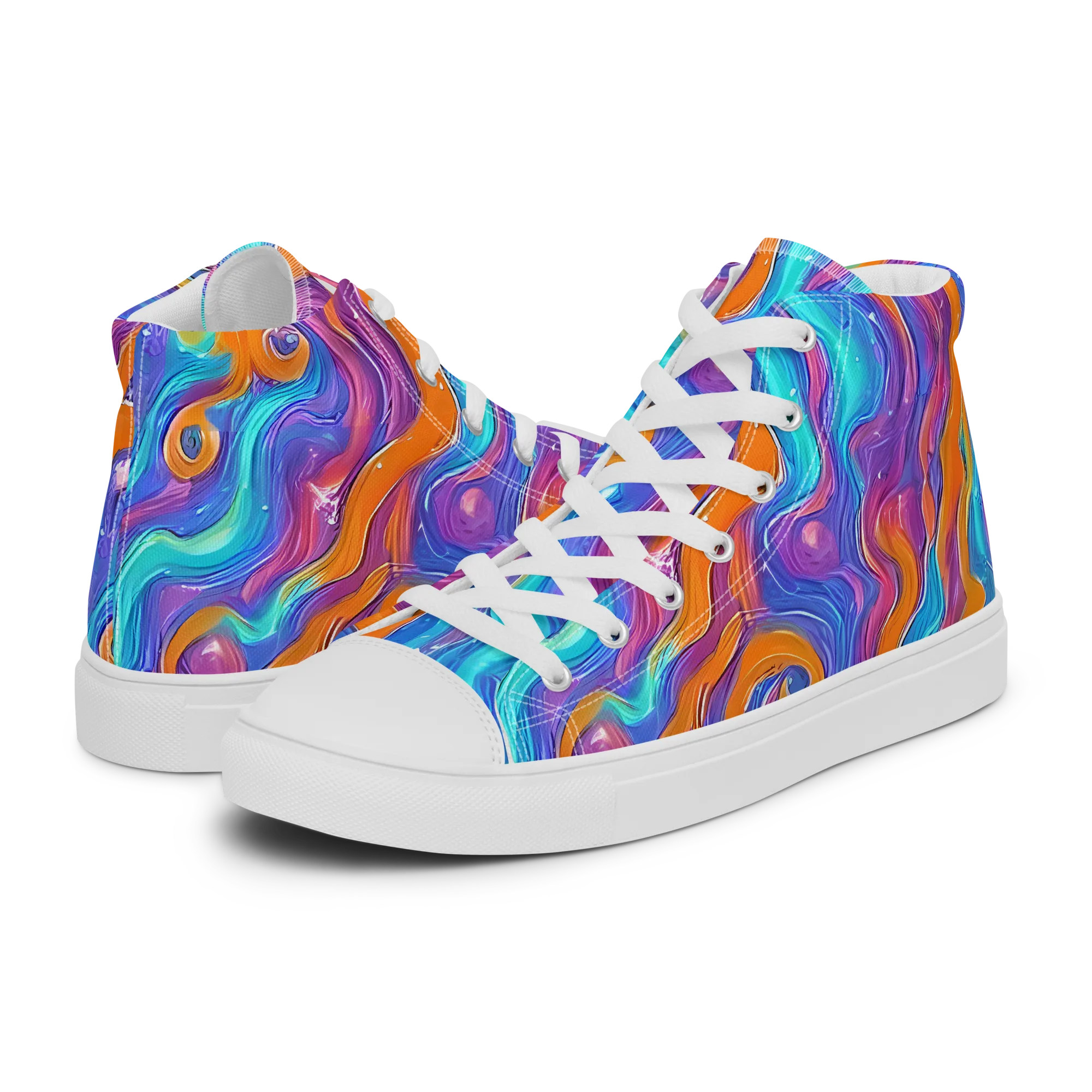 Citrus Coil on Women's High Top Canvas Shoes — Left