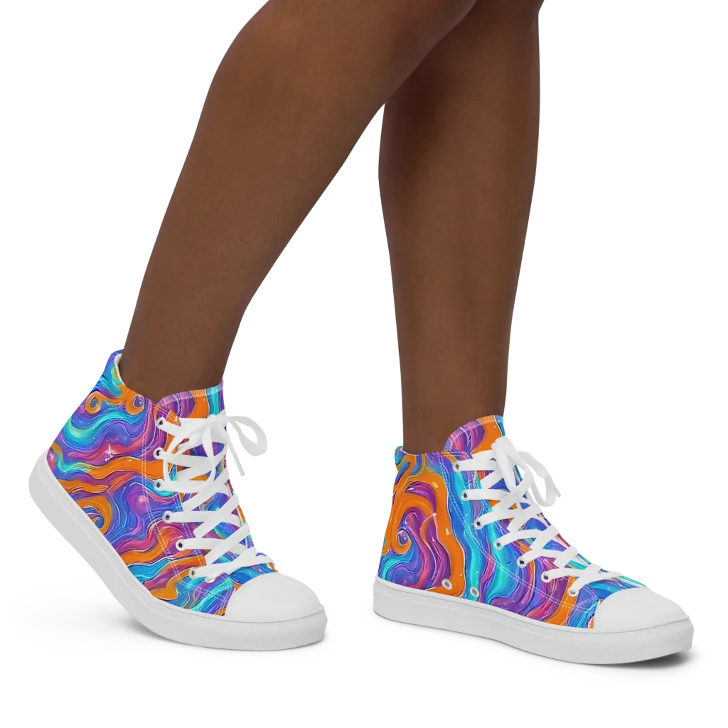 Citrus Coil on Women's High Top Canvas Shoes — Right