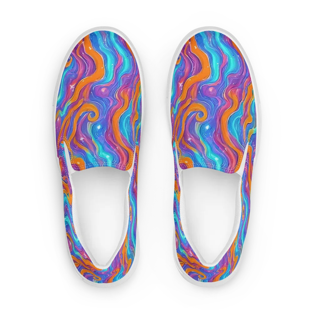 Citrus Coil on Men's Slip-On Canvas Shoes — Front