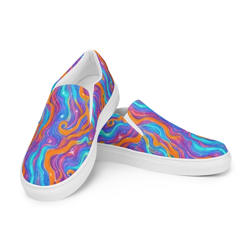 Citrus Coil on Men's Slip-On Canvas Shoes — Left Front