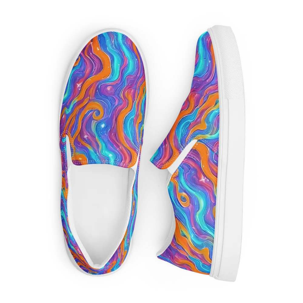 Citrus Coil on Men's Slip-On Canvas Shoes — Front