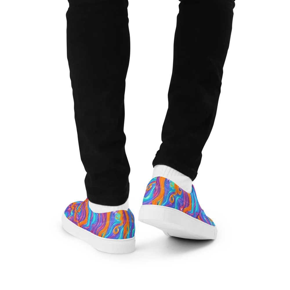 Citrus Coil on Men's Lace-Up Canvas Shoes — Back