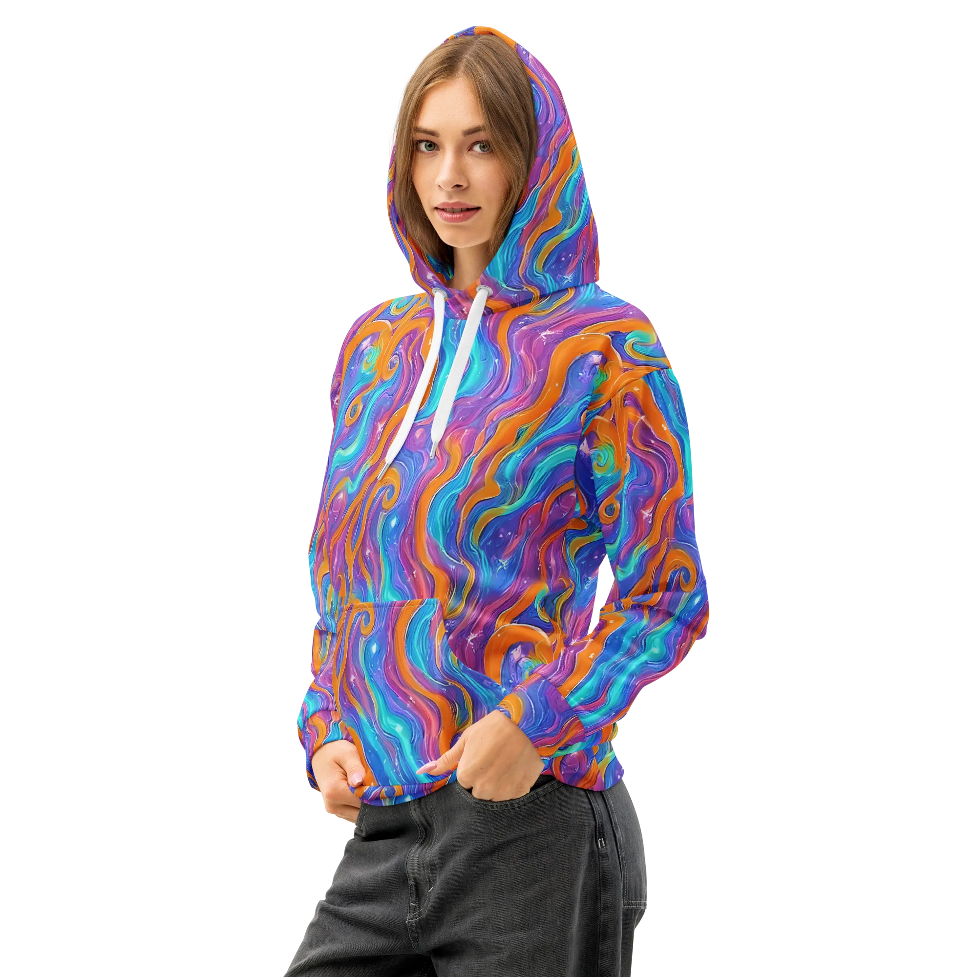 Citrus Coil on Cotton Hoodie — Left Front