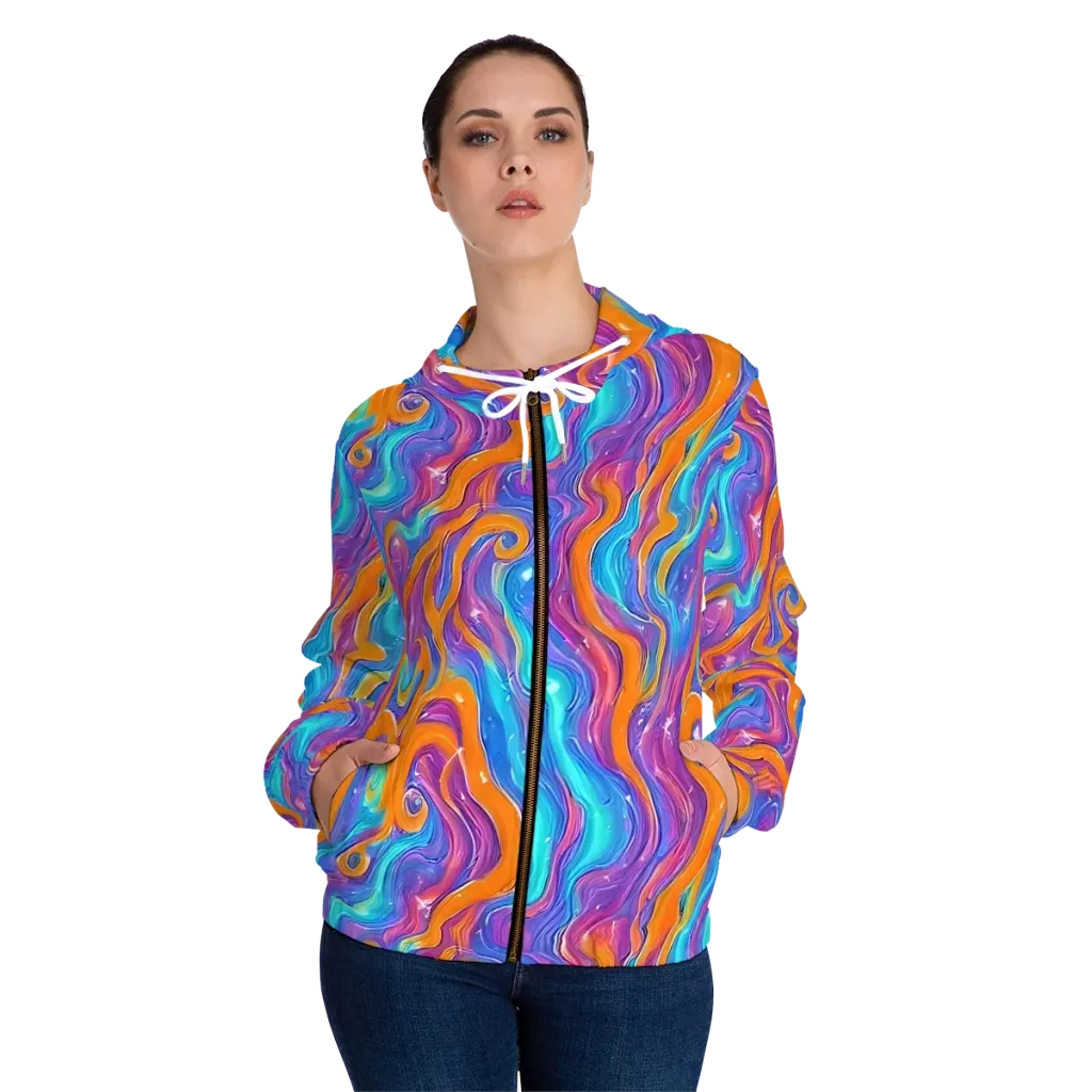 Citrus Coil on Women's Full-Zip Hoodie — Front On Person