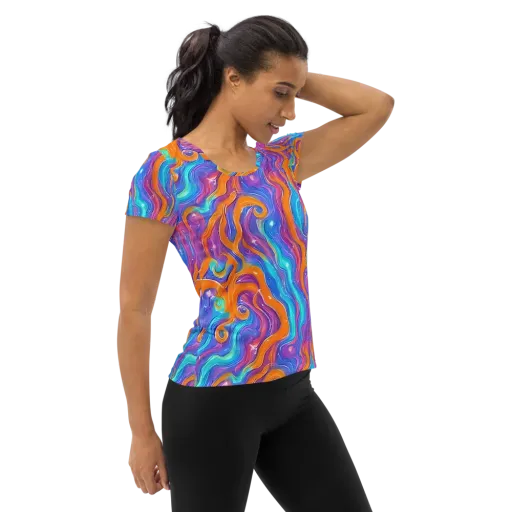 Citrus Coil on a Women's Athletic T-Shirt
