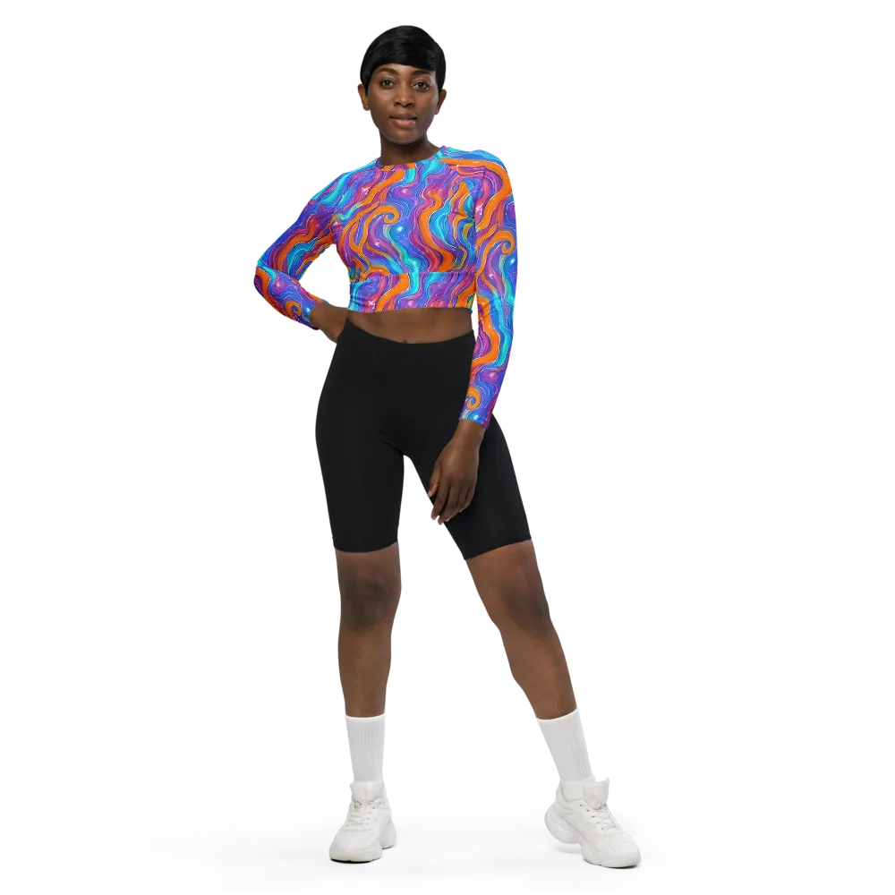 Citrus Coil on Long Sleeve Crop Top — Front