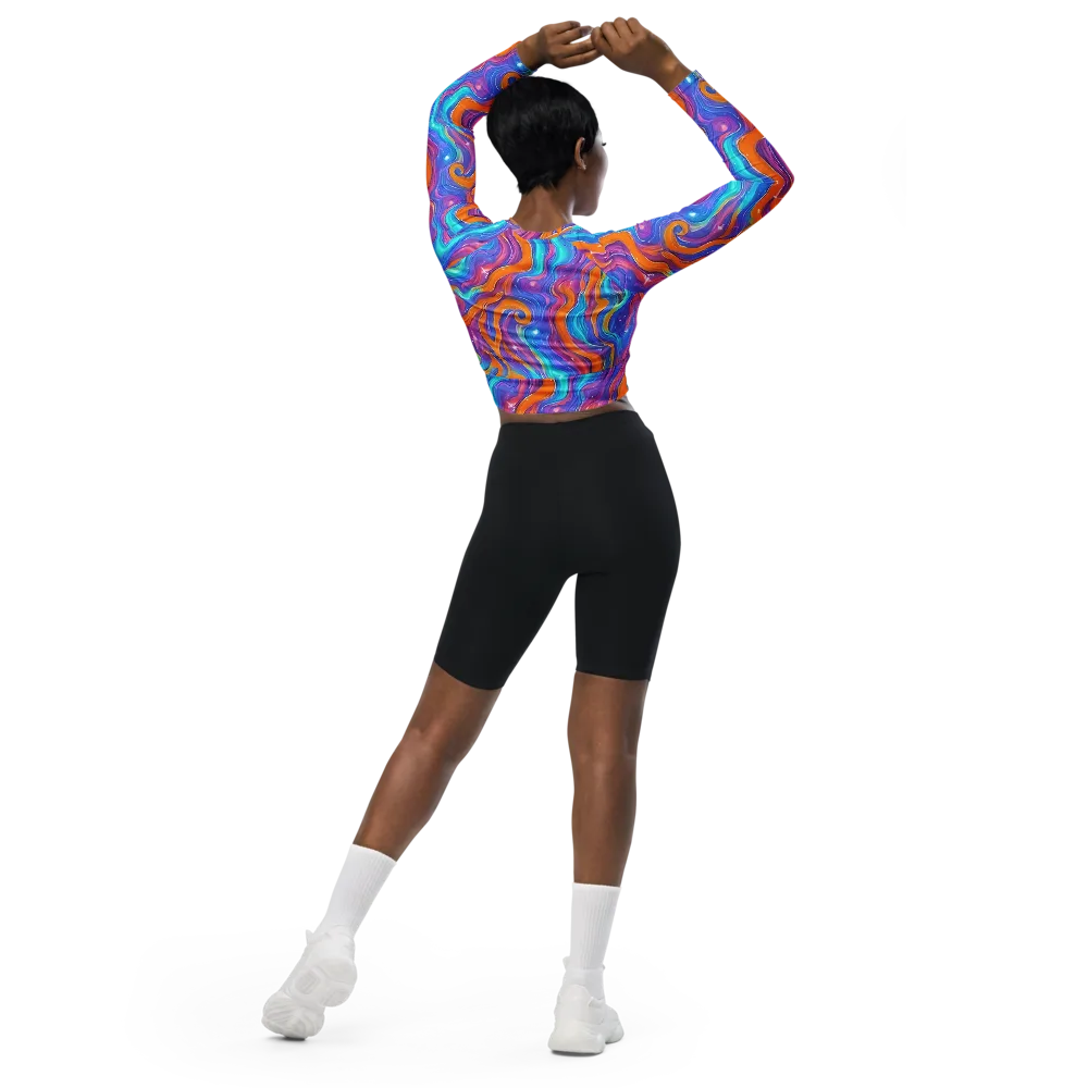 Citrus Coil on Long Sleeve Crop Top — Back