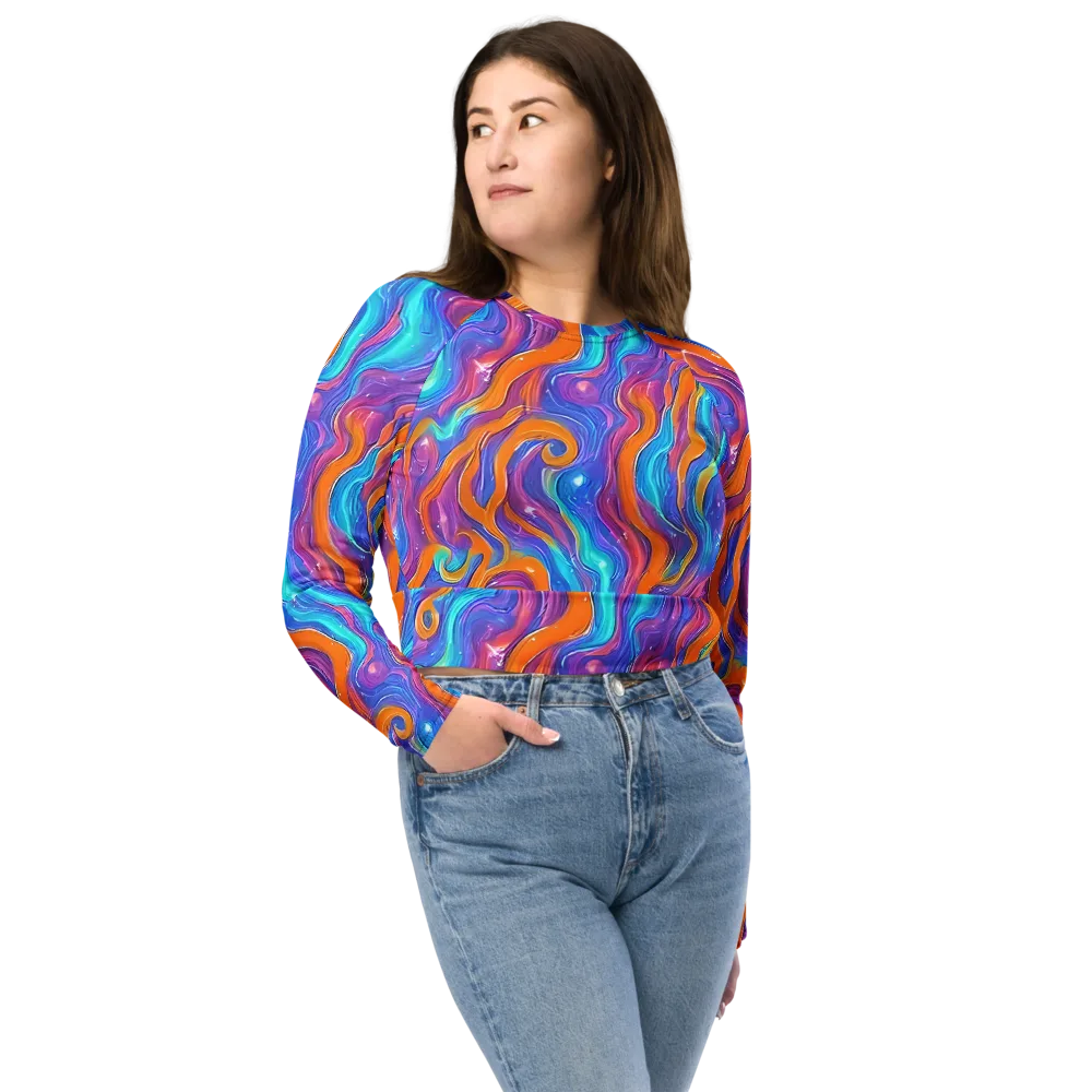 Citrus Coil on Long Sleeve Crop Top — Front