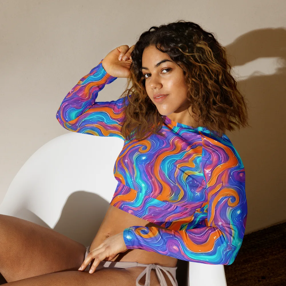 Citrus Coil on Long Sleeve Crop Top — Left Front