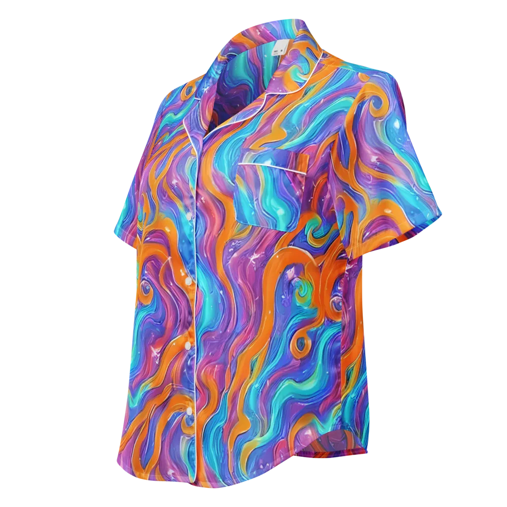 Citrus Coil on Women's Short Sleeve Pajama Top — Left Front