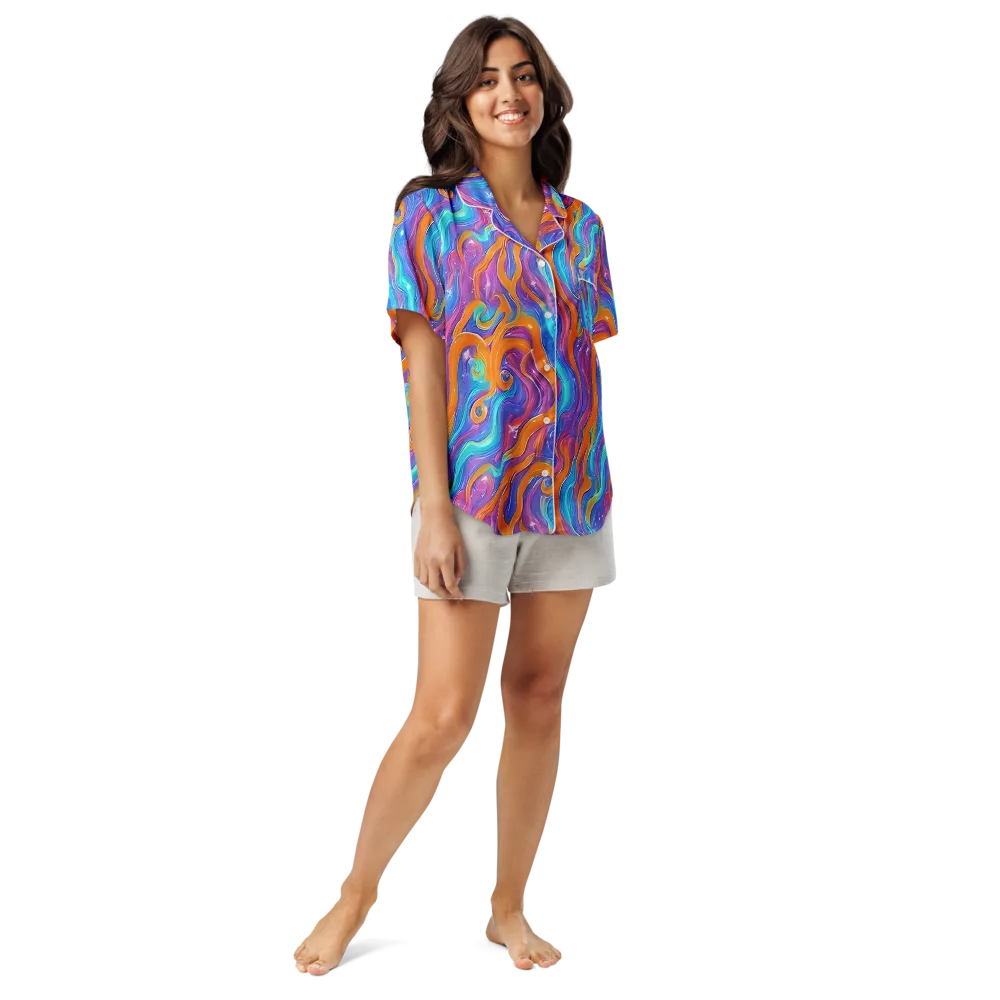 Citrus Coil on Women's Short Sleeve Pajama Top — Front