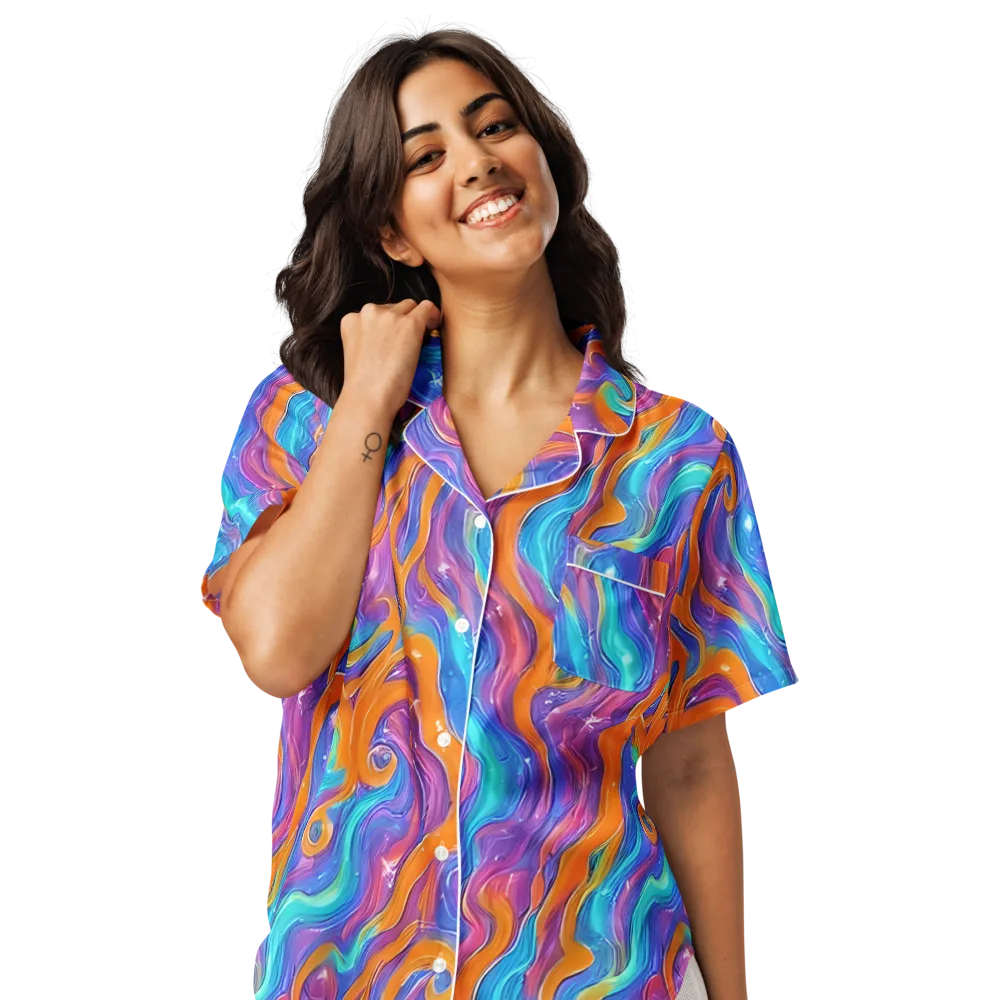 Citrus Coil on Women's Short Sleeve Pajama Top — Front