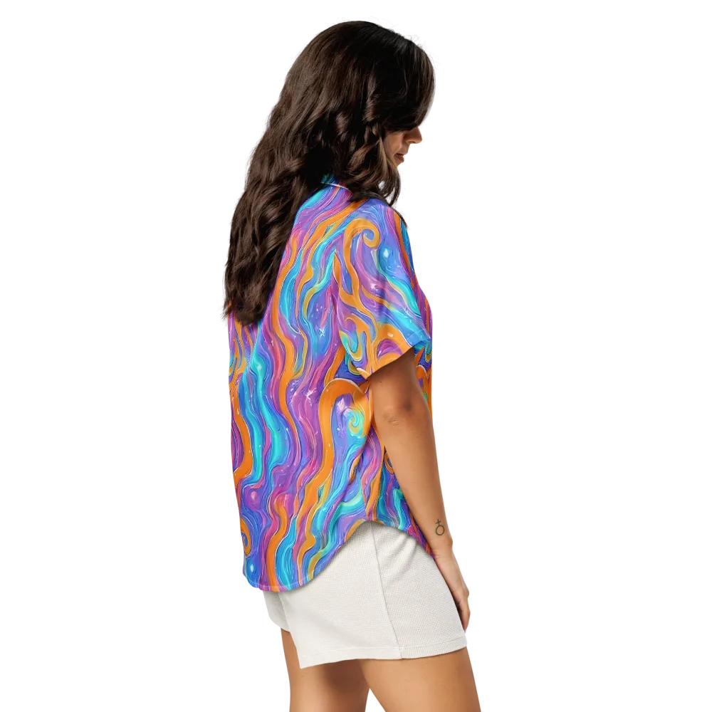 Citrus Coil on Women's Short Sleeve Pajama Top — Right Back