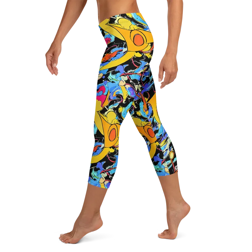 Atomic Whirl on Capri Leggings — Left