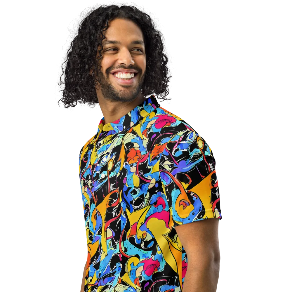 Atomic Whirl on Men's Slim Fit Polo Shirt — Left Front