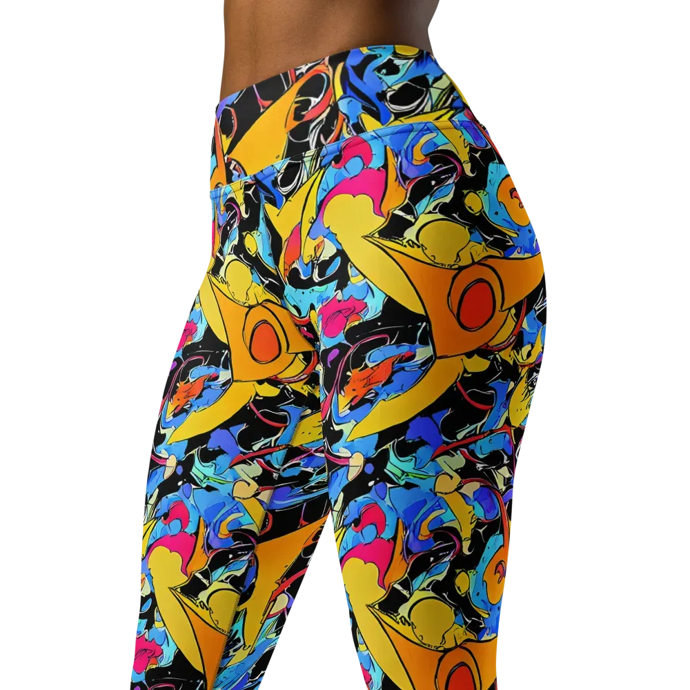 Atomic Whirl on Yoga Leggings — Left Front