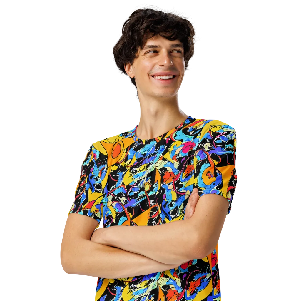 Atomic Whirl on Men's Crew Neck T-Shirt — Left Front