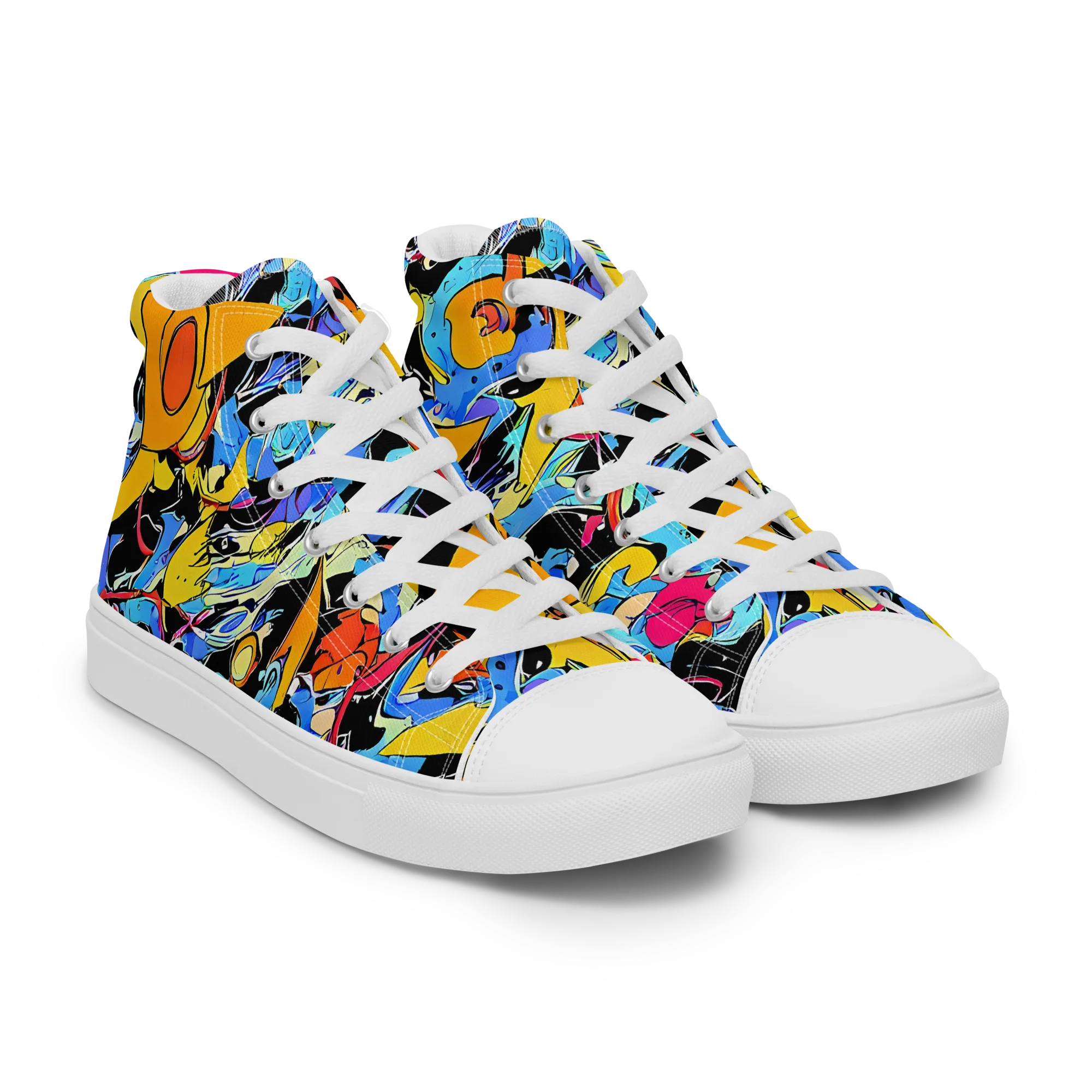 Atomic Whirl on Men's High Top Canvas Shoes — Right Front