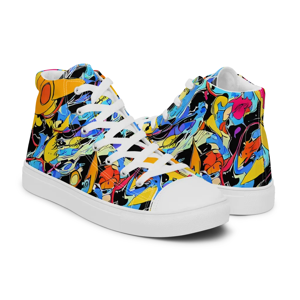 Atomic Whirl on Men's High Top Canvas Shoes — Right