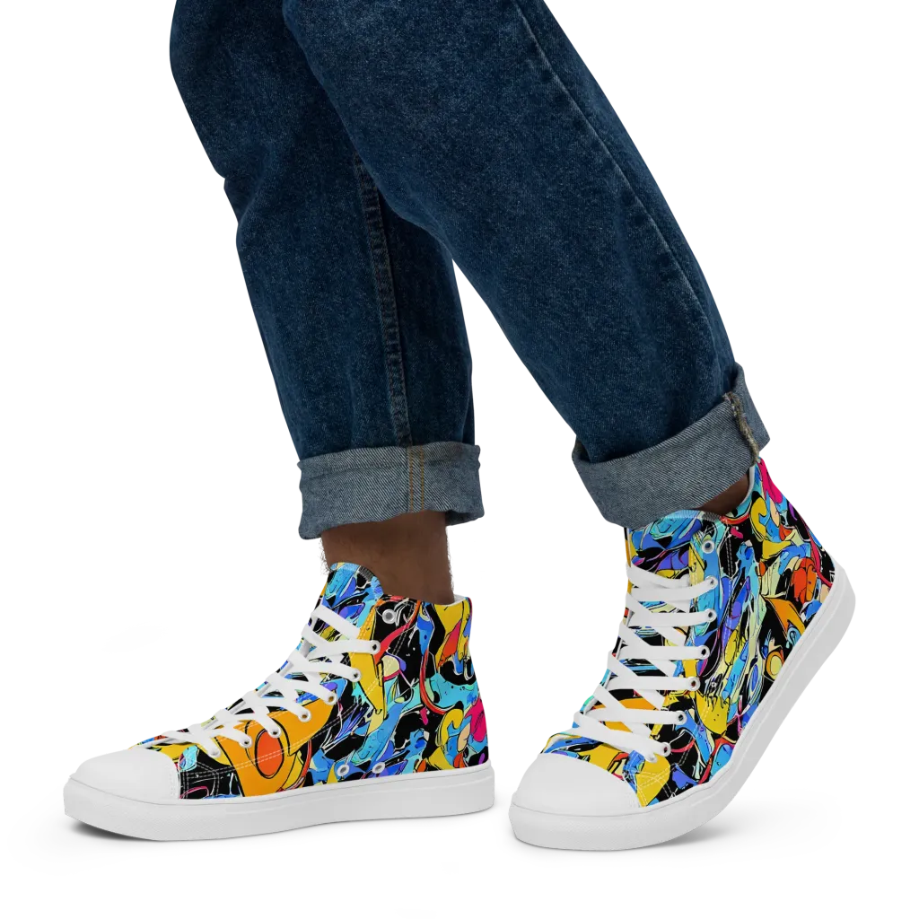 Atomic Whirl on Men's High Top Canvas Shoes — Left