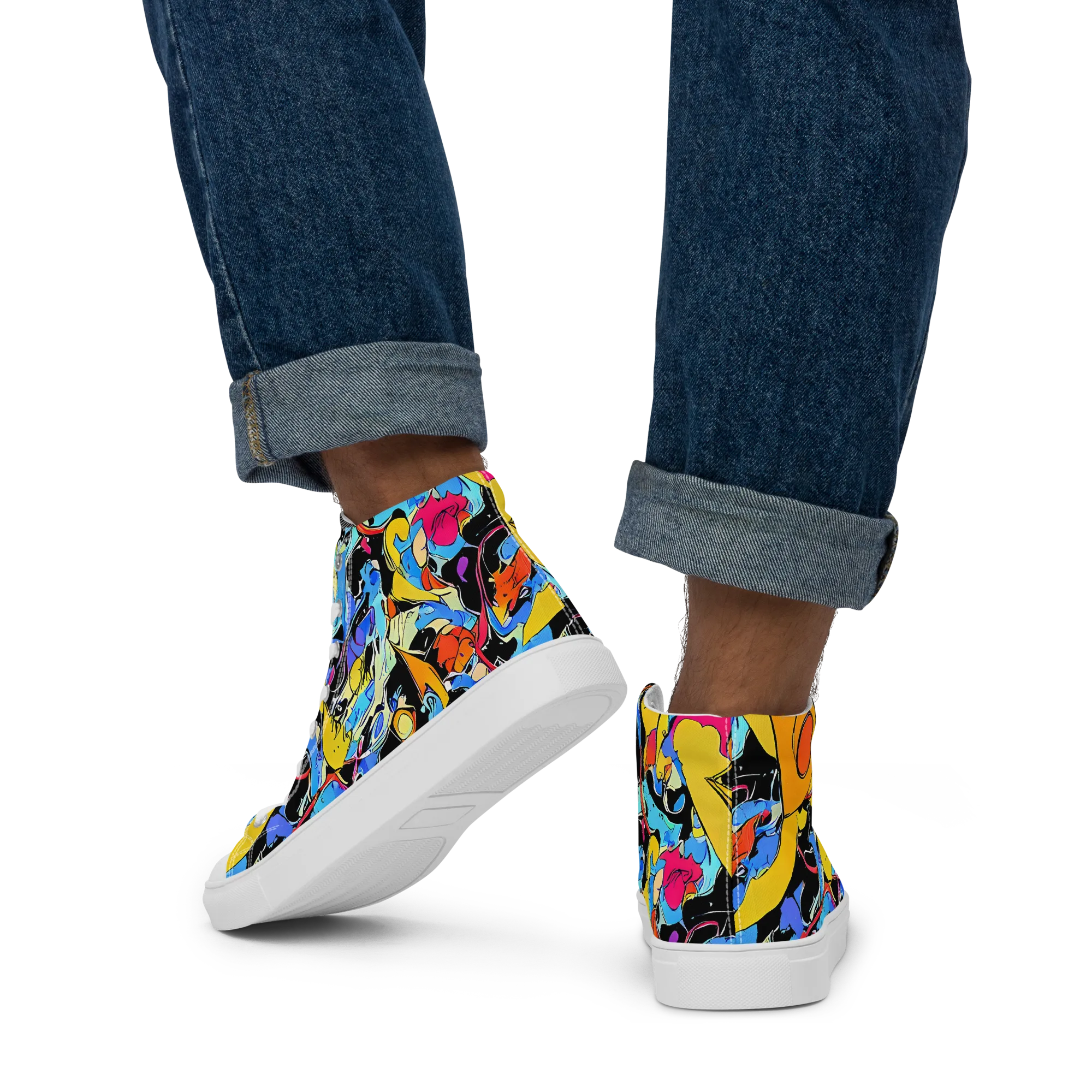 Atomic Whirl on Men's High Top Canvas Shoes — Back
