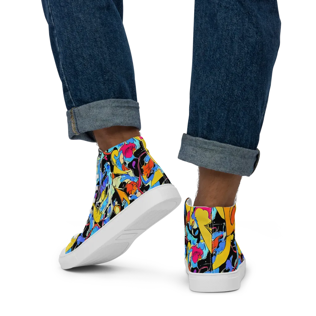 Atomic Whirl on Men's High Top Canvas Shoes — Back