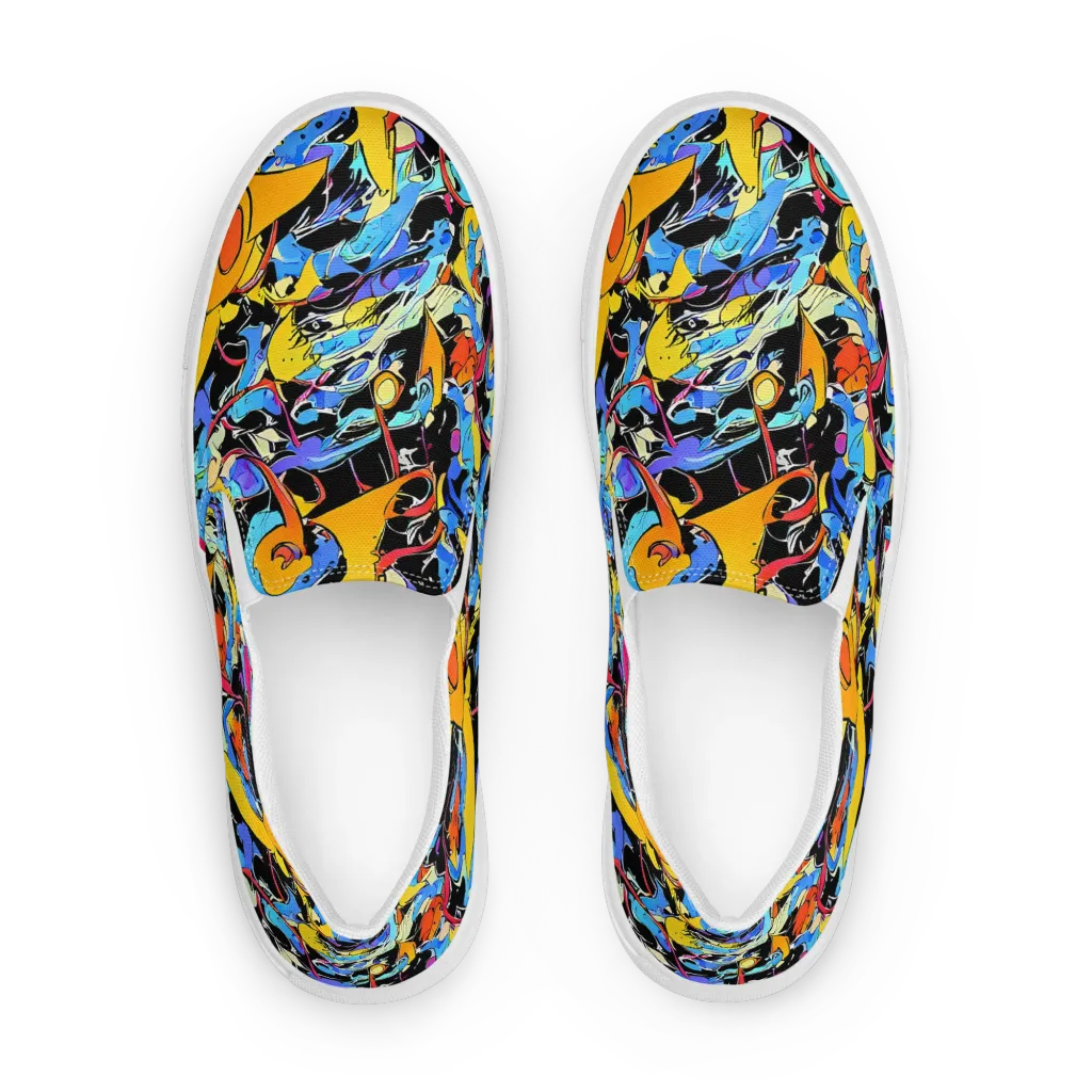 Atomic Whirl on Men's Slip-On Canvas Shoes — Front