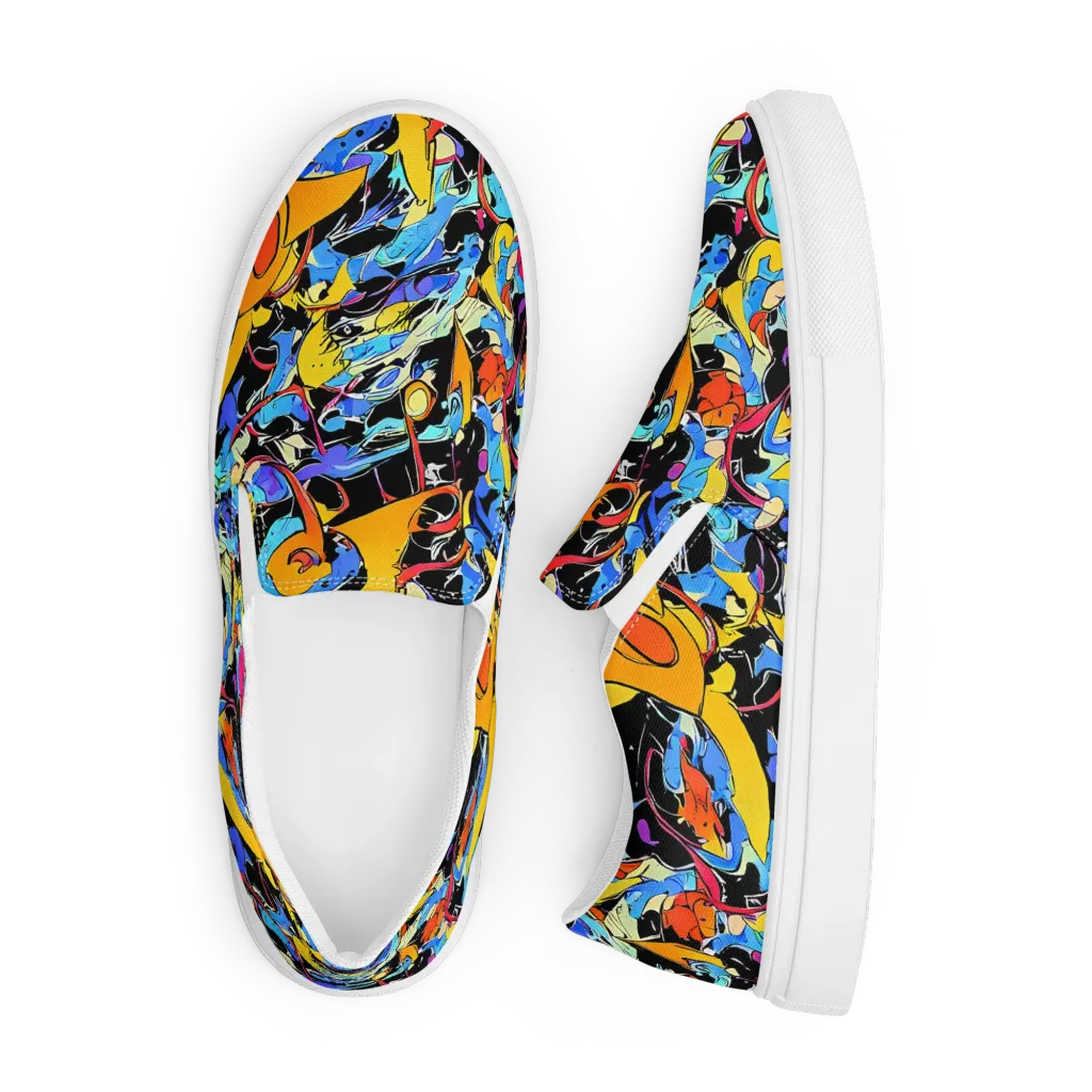 Atomic Whirl on Men's Slip-On Canvas Shoes — Front