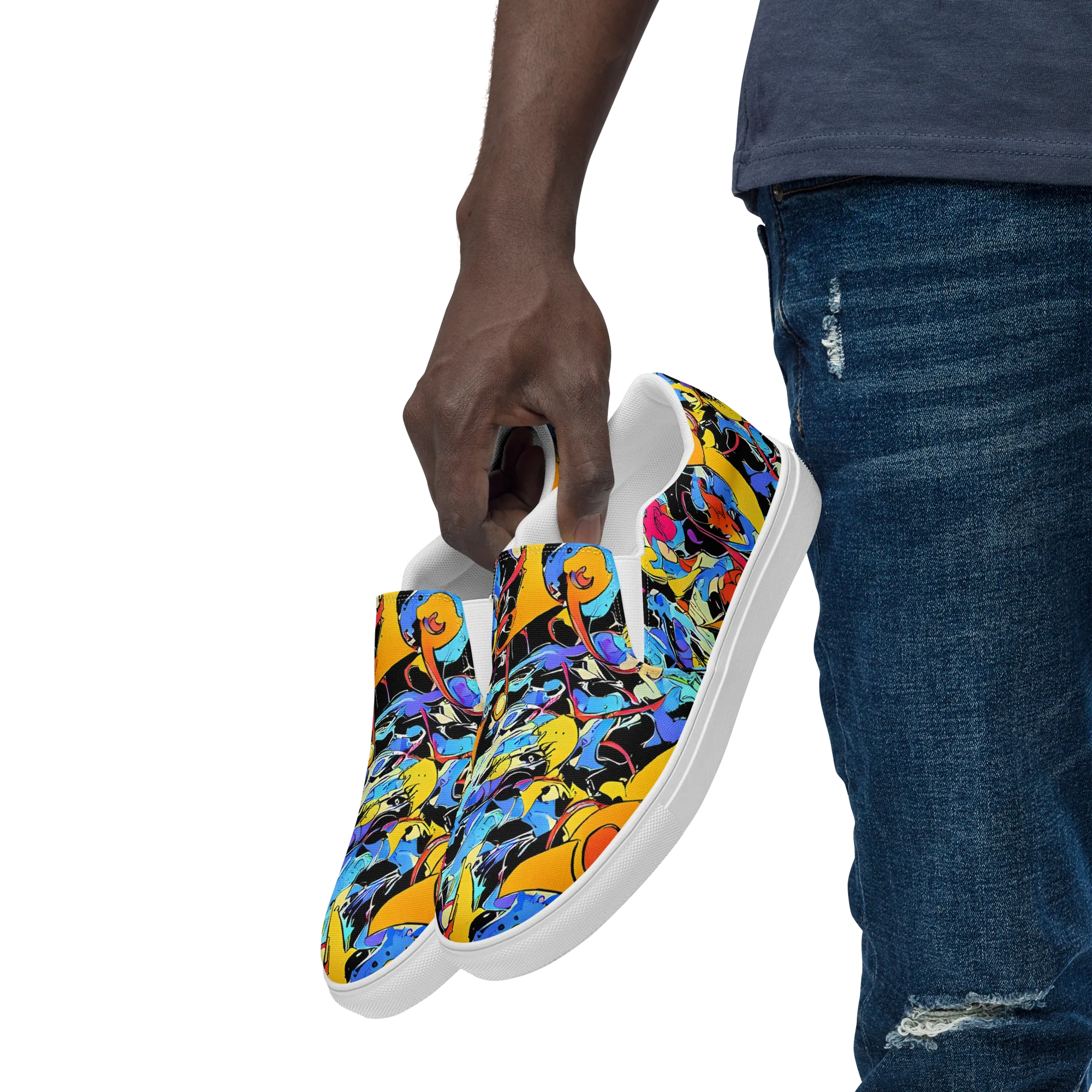 Atomic Whirl on Men's Slip-On Canvas Shoes — Left Front