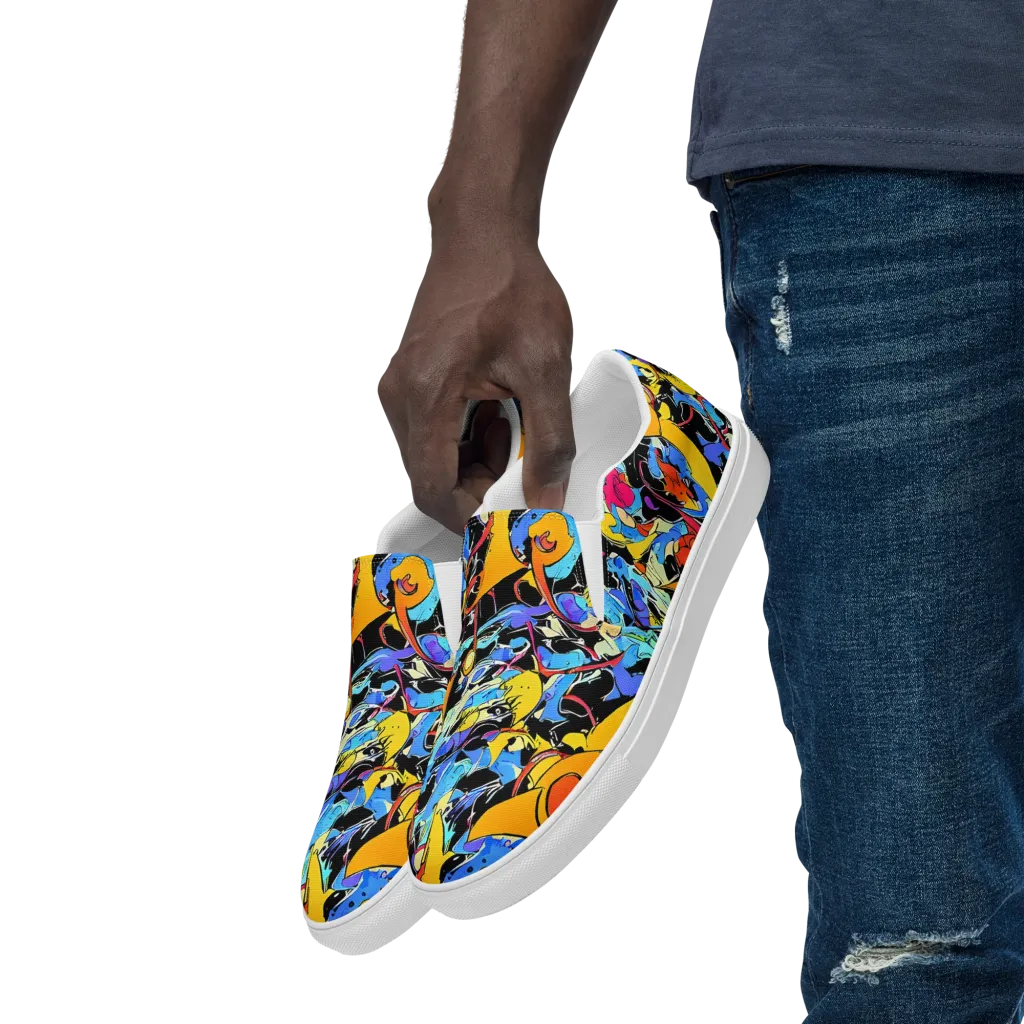 Atomic Whirl on Men's Slip-On Canvas Shoes — Left Front