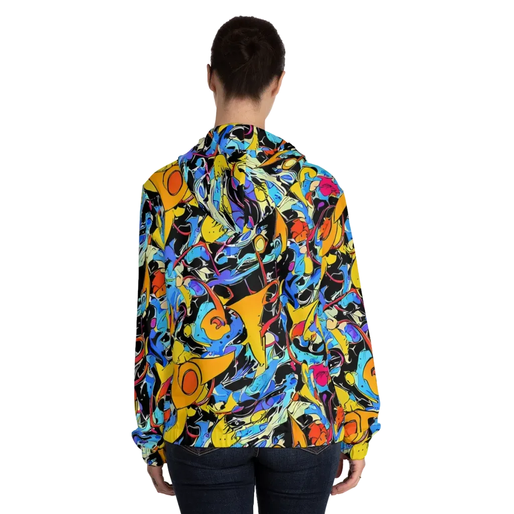Atomic Whirl on Women's Full-Zip Hoodie — Back On Person