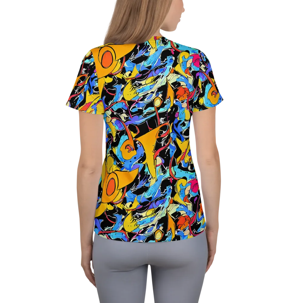 Atomic Whirl on Women's Athletic T-Shirt — Back