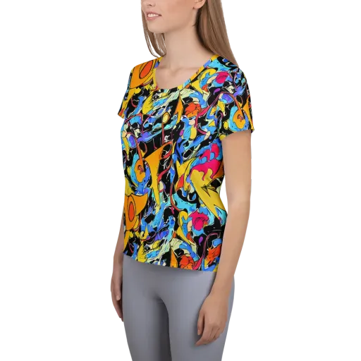 Atomic Whirl on a Women's Athletic T-Shirt