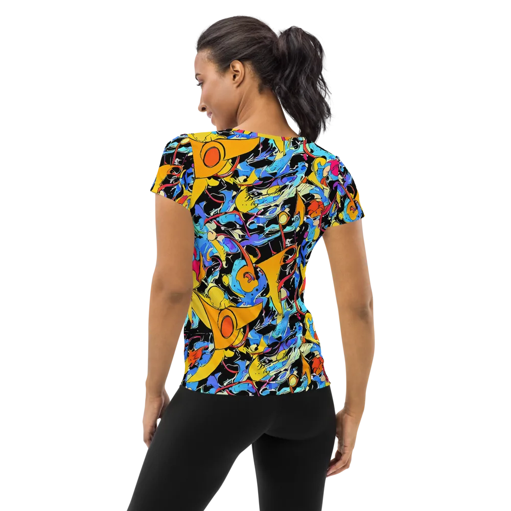 Atomic Whirl on Women's Athletic T-Shirt — Back