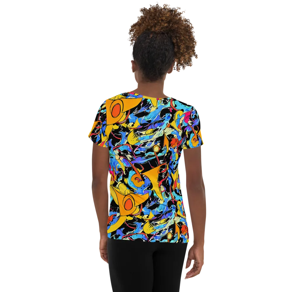 Atomic Whirl on Women's Athletic T-Shirt — Back